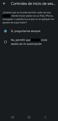 Controles de inicio de sesión Google Family Link