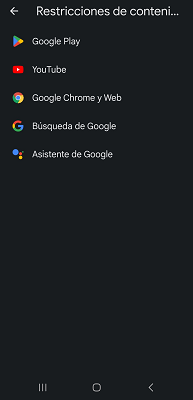 Restricciones de contenido Google Family Link