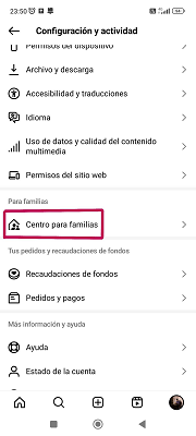 Configuración y actividad Instagram