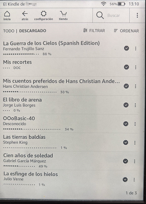 Pantalla principal Kindle