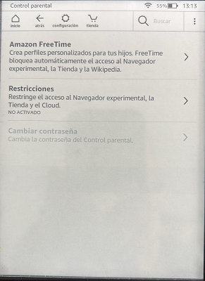 Control parental Kindle