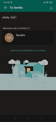 Perfil dentro del grupo familiar Microsoft