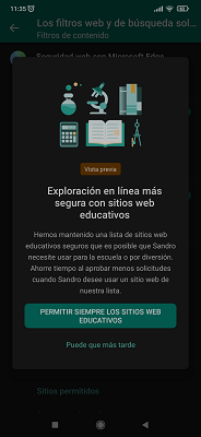 Permitir los sitios web educativos Microsoft