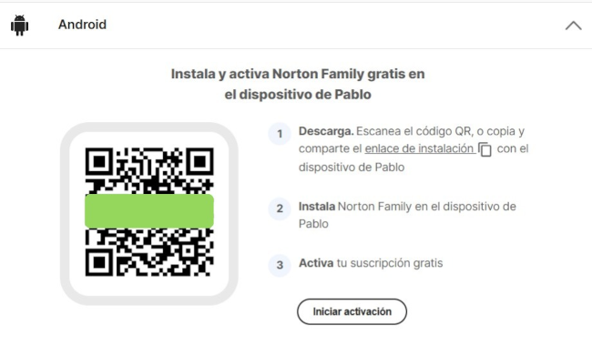 Vincular dispositivo Norton Family