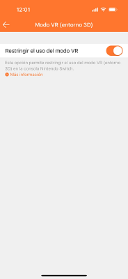 Restringir el modo VR Nintendo Switch