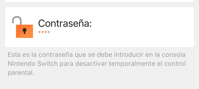 Contraseña control parental Nintendo Switch