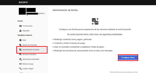Administración de familia PlayStation