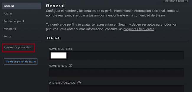 Ajustes generales Steam