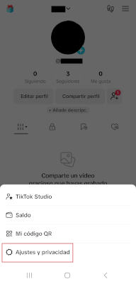 Ajustes y privacidad de TikTok