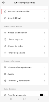 Sincronización familiar de TikTok