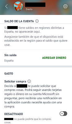 Saldo de la cuenta y restricciones XBOX