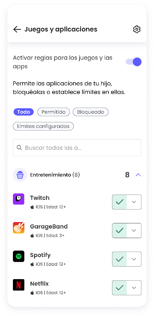 Bloqueo de aplicaciones Qustodio