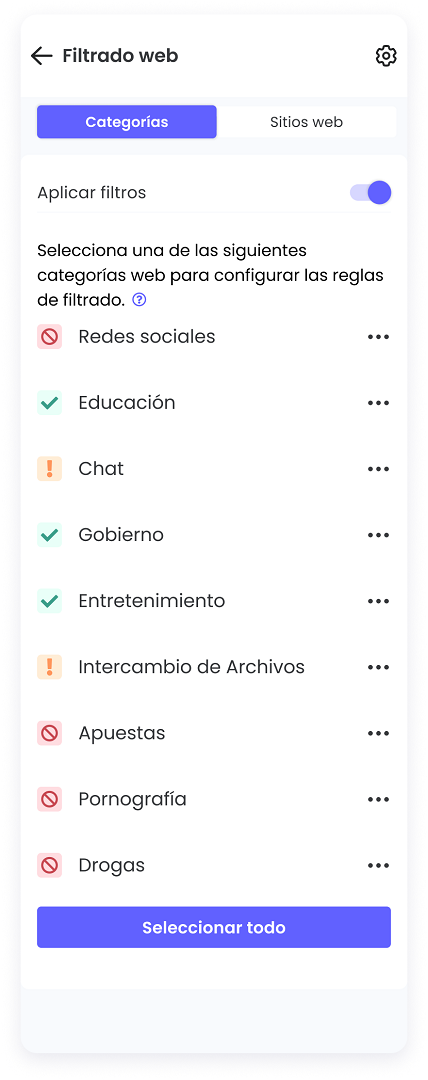Filtrado de webs Qustodio