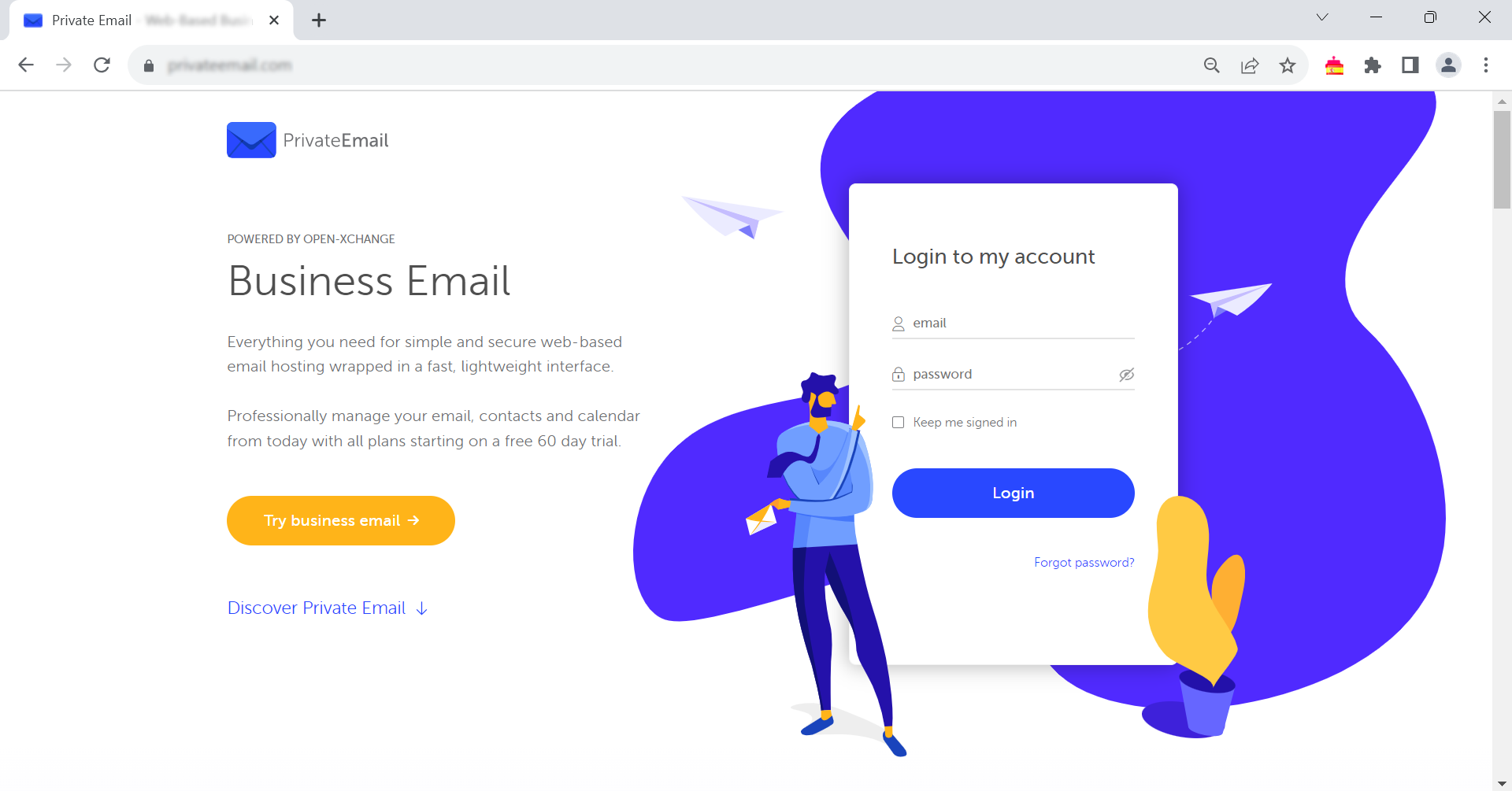 Se muestra la web que crea los correos privados a usuarios.