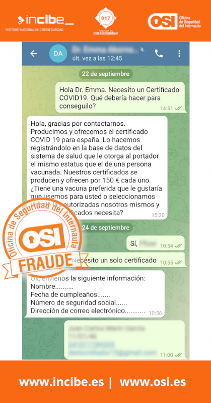 Conversación perfil de Telegram