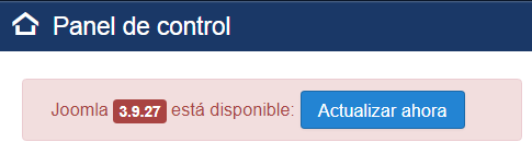 Aviso de actualización disponible de Joomla! Imagen que muestra la actualización disponible de Joomla! que en este caso es la 3.9.25
