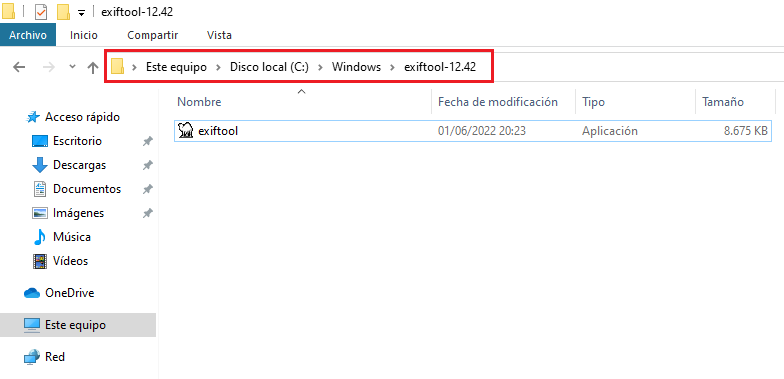 Ruta ExifTool Ruta ExifTool