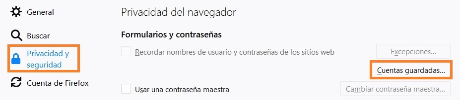 Privacidad y seguridad del navegador Cómo localizar las contraseñas almacenadas en el navegador