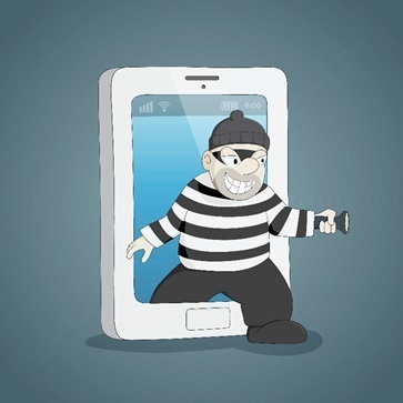 Imagen de ladrón de datos en el móvil Imagen de ladrón de datos en el móvil
