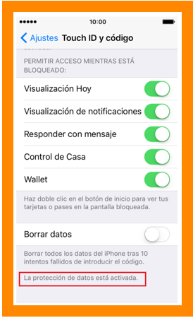 Menú de ajustes de Touch ID Ajustes de Touch ID y código de iPhone