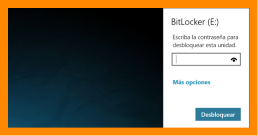 Menú de desbloqueo de BitLocker Introducir contraseña de desbloqueo